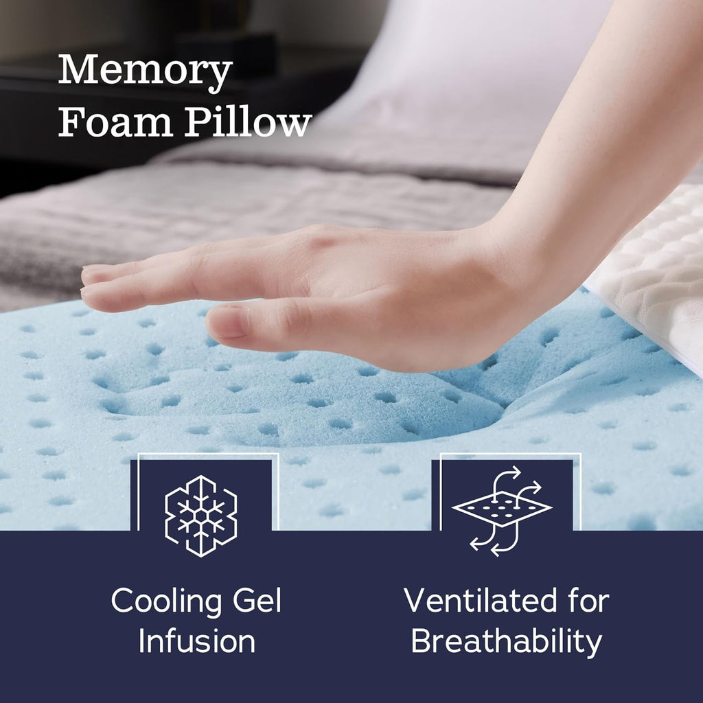WEEKENDER Gel Memory Foam Pillow – 1 Pack Standard Size – Ventilated - Washable Cover,White (Package may vary)