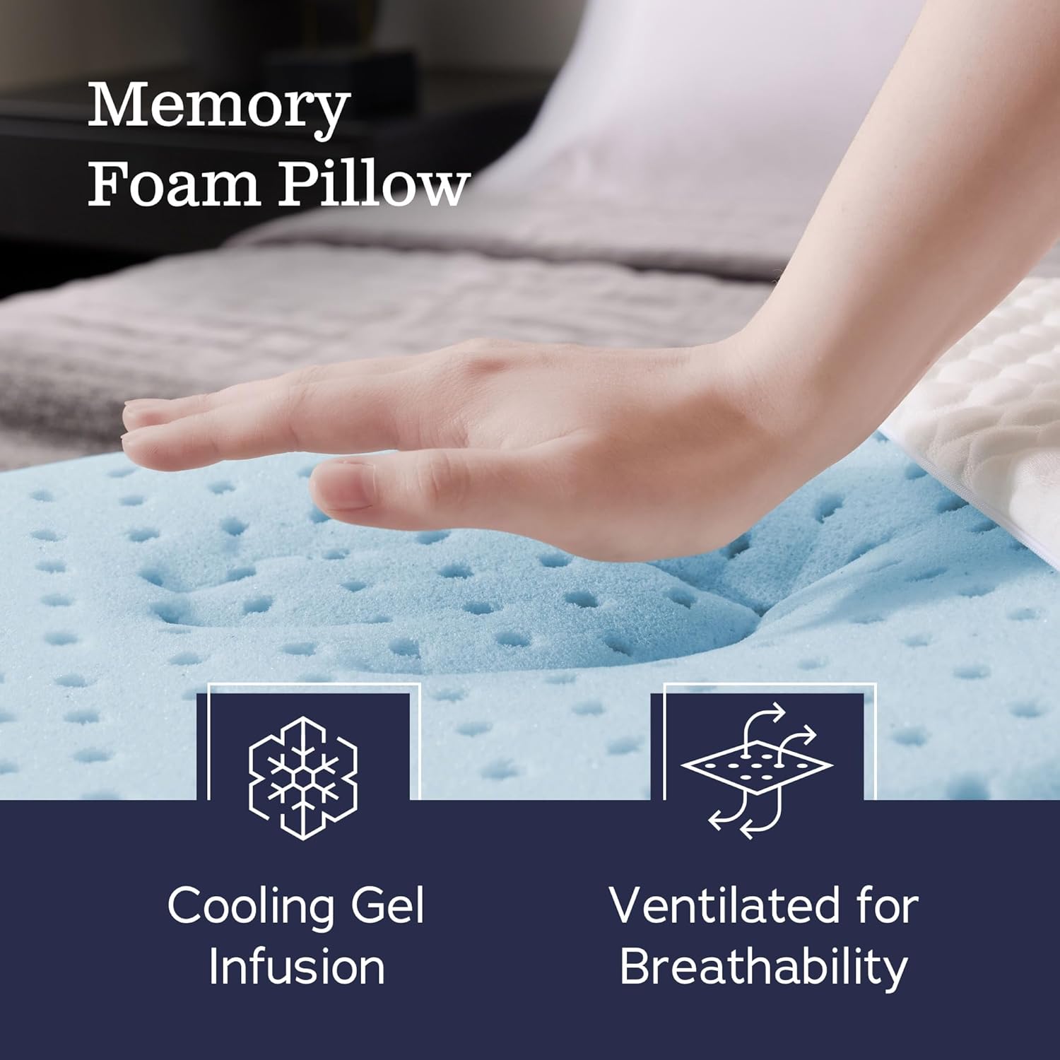 WEEKENDER Gel Memory Foam Pillow – 1 Pack Standard Size – Ventilated - Washable Cover,White (Package may vary)
