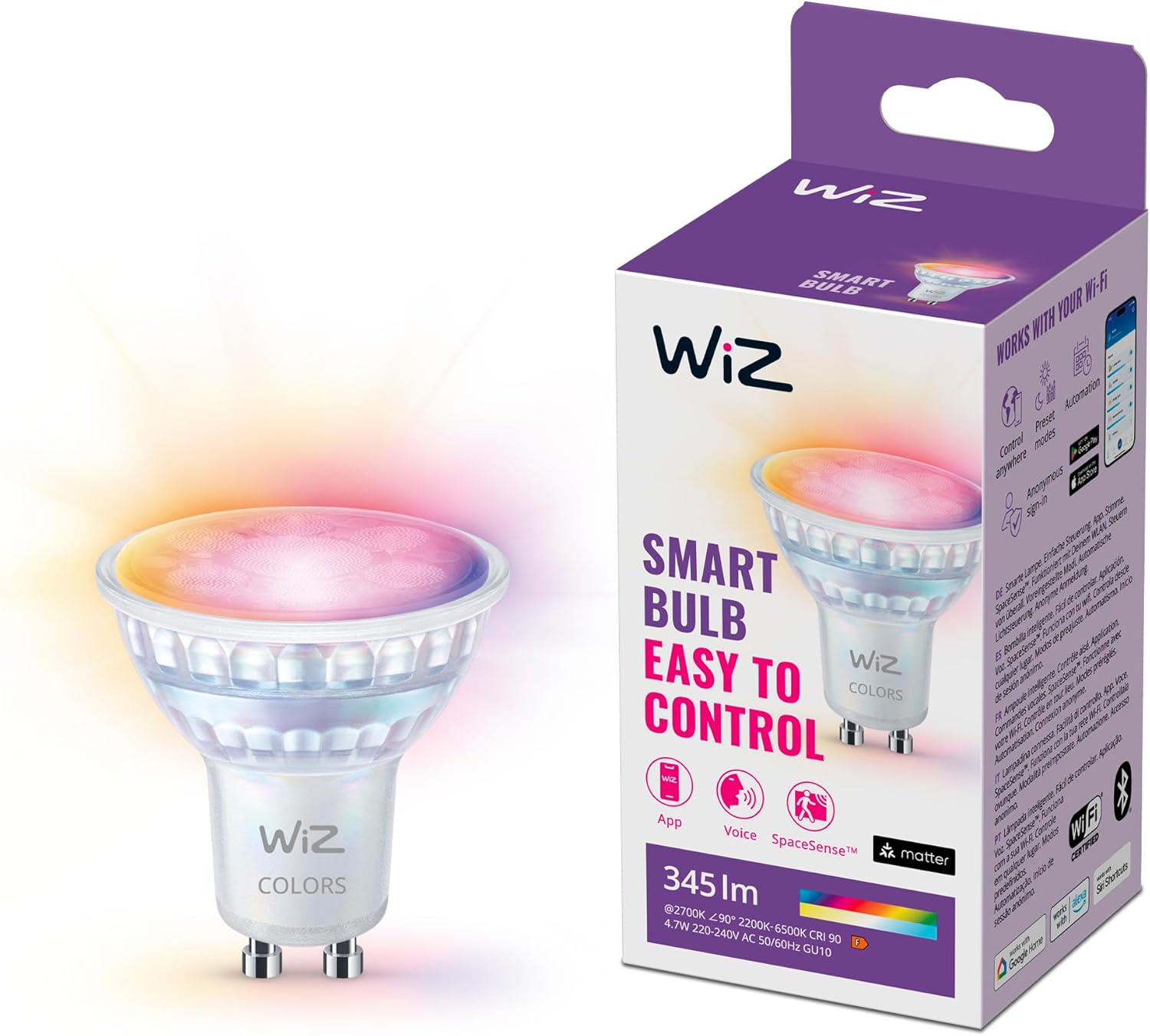 Smart LED Glass Bulb, Voice/App Control - Smart Connected WiFi Works with Alexa, Google Assistant & HomeKit, Dynamic Scenes on App Including Focus & Relax Mode, Bedroom, Party, 1 Pack Main image