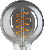 Dimmable E27 LED globe, vintage spiral filament light bulb, Edison lamp for retro lighting, 4 watt, 100 lumen, warm white glow, black transparent, 2000k, G80, Ø 3"