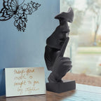 Thinker Statue, Silence is Gold Abstract Art Sculpture, Ponder Statue, Creative Resin Figurine, Modern Home Ornament, Decoration for Home Room Study Office Table Shelf (Black)