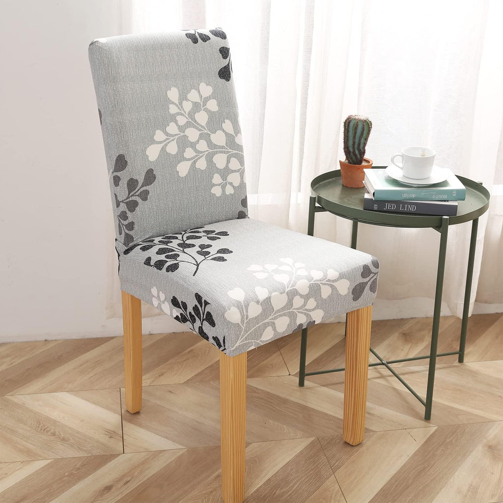 Dining Room Chair Covers Set of 4 Super Fit Stretch Removable Washable Dining Chair Protector Cover Seat Slipcover for Hotel, Dining Room, Ceremony, Banquet Wedding Party(Leaf Style)