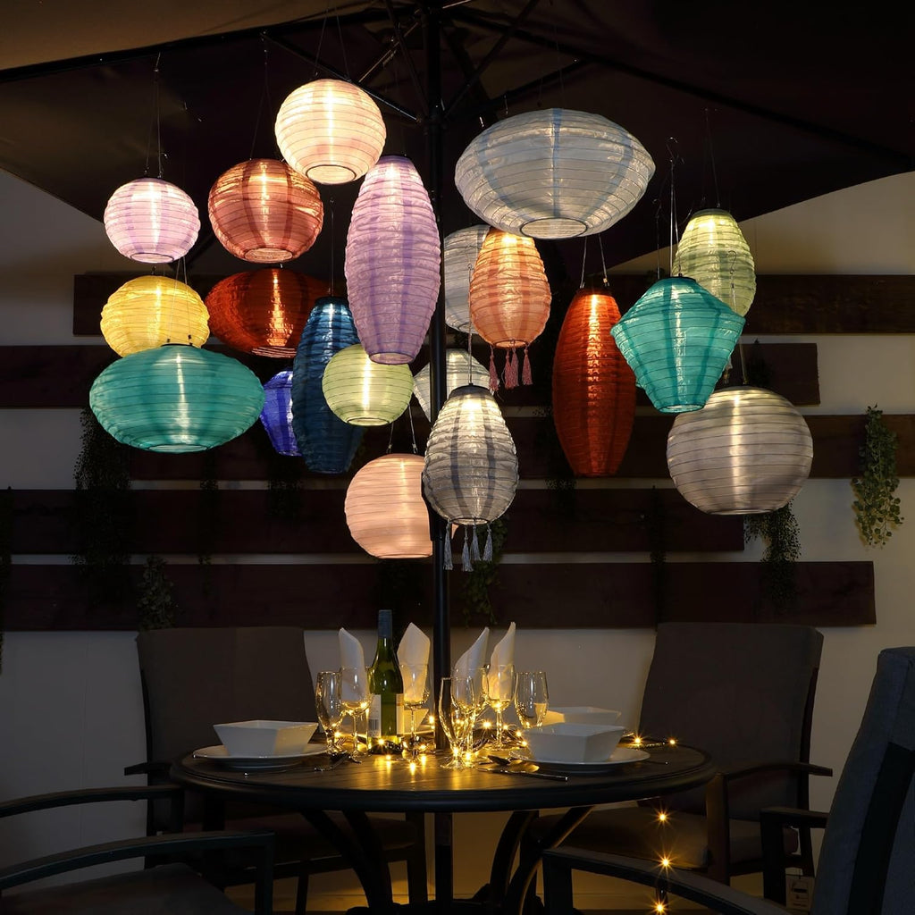 Long Oval Solar Mandarin Lantern, 20 cm, Colour May Vary (Pack of 1)