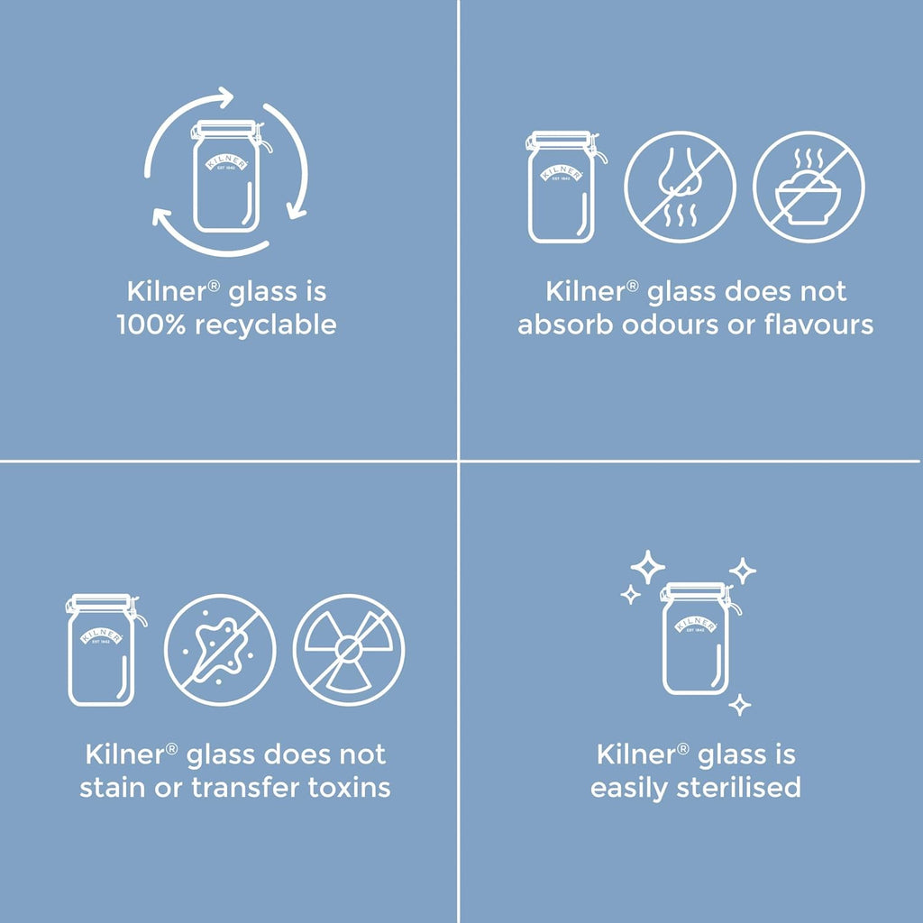 Clip Top Jar 1 Litre (1000 ml) Airtight Glass Storage Jar for Preserving Fruits Vegetables Coffee Tea Rice Flour Nuts Pasta