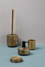 Rivara Toilet Brush Holder in Elegant Design Hand-Painted Including Toilet Brush with Interchangeable Brush Head Diameter 8 cm Diameter 11.5 x 40 cm Gold