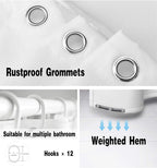 Shower Curtain 200 x 200cm Mildew Resistant Geometric Thick Polyester Fabric Bathroom Shower Curtain Waterproof Washable Bath Curtain with Hooks, Weighted Hem