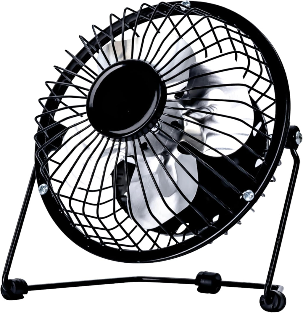 4 Inch USB Desk Fan, Mini Portable, Single Speed, Black, Compact Personal Cooling Fan for Office Travel (SUSBBLKWFAN1PKB4)