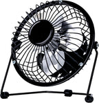 4 Inch USB Desk Fan, Mini Portable, Single Speed, Black, Compact Personal Cooling Fan for Office Travel (SUSBBLKWFAN1PKB4)