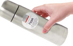 Fine Elements Fine Elements 1.0 Litre Vacuum Flask Set Steel with Push Button Pourer, Silver