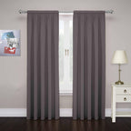 Eclipse Cadenza Microfiber Rod Pocket Panel Pair, Light Filtering Window Curtains, 63 in long x 40 in wide, (2 Panels), Smoke