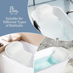 Bath Pillow, 4D Luxury Bath Bathtub Pillow for Head, Neck, Shoulder and Back Support, Ergonomic Breathable Mesh SPA Tub Pillow with 6 Powerful Suction Cups, Fits all Bathtub