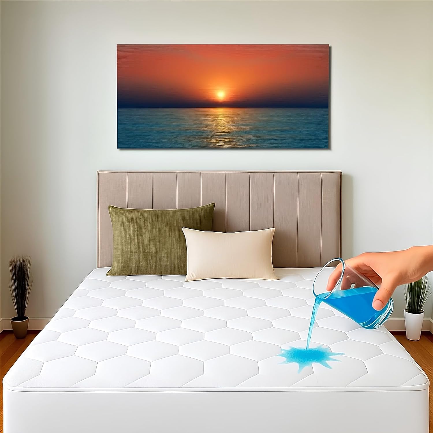 Quilted Waterproof Mattress Protector - Hypoallergenic & Breathable Premium Microfiber Single Mattress Protector Stretches up to 30cm (Single - 90x190cm) Main image