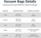 Vacuum Compression Zipper Storage Bags with Hand Pump, 20 Count, 4 Pack of 5 (Small, Medium, Large & Jumbo), Multiple, Clear
