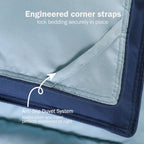 3 Pieces Navy Blue Coverless Duvet King - 240 x 220cm - Cassette Box Construction - Corner Duvet Tabs - Solid Reversible 10.5 Tog Comforter - 100% Down Alternative & Breathable Bedding
