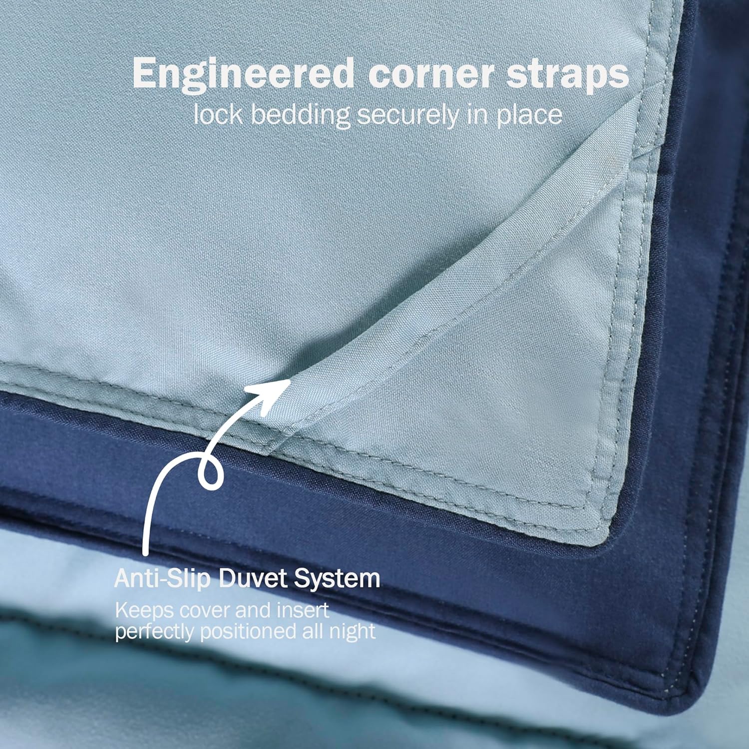 3 Pieces Navy Blue Coverless Duvet King - 240 x 220cm - Cassette Box Construction - Corner Duvet Tabs - Solid Reversible 10.5 Tog Comforter - 100% Down Alternative & Breathable Bedding