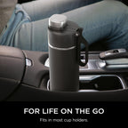 Thirsti Water Bottle and Flask 530 ML With Leak-Proof Lid, Designed For Carbonated, Hot & Cold Drinks, Ideal For Travel & Sports, Triple Insulated, Stainless Steel Bottle, Black, DW1801EUUKBK