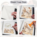 Self Adhesive Photo Album with Picture Window for 4 x 6 Photos, Linen Cover DIY Scrap Book Album 40 White Pages for Travel, Photo Book with a Ballpoint Pen, 17 x 18 cm, Sky Blue