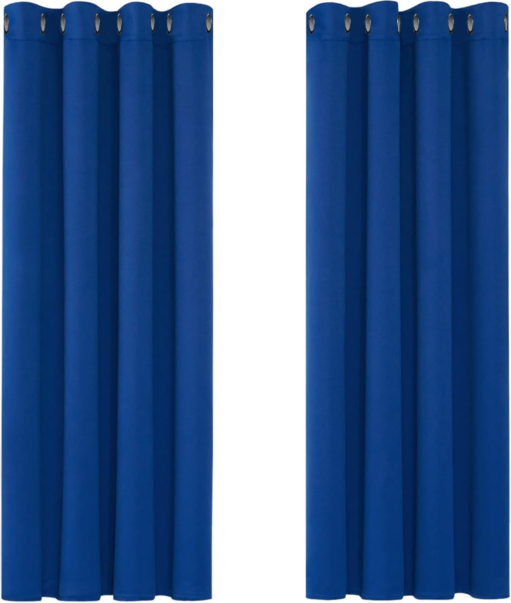 Blue Blackout Curtains Eyelet Thermal Insulated Bedroom Blackout Curtains for Living Room 46 x 54 Inch Drop 2 Panels