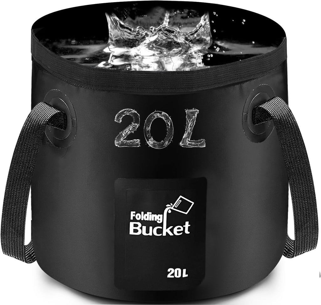 Folding Water Bucket, 20L Collapsible Bucket Portable Lightweight Foldable Bucket for Camping Traveling Picnic Hiking Fishing Boating Gardening Car Washing