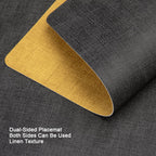 Placemats and Coasters Set of 4, Place Mats Dual Sided Faux Leather Table Mats PU Indoor Outdoor Heat Resistant Placemat Square Non Slip Wipeable Washable Dining Restaurant (Grey Yellow)