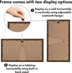 6x4 Collage Photo Frame with Shatter-Resistant Glass - Signature Collection - Fits Three 4x6 Photos or Use as One 8x16 Picture Frame for Tabletop and Wall - Walnut