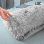 LSC Orthopedic V Pillow Soft & Fluffy Sherpa Teddy HUG & SNUG Fleece Pillows to Support Head, Neck and Back V-Shaped Nursing Pillow with Non-Allergenic Pillowcase (LIGHT GREY, 70 X 35 CM)