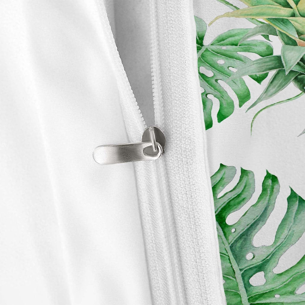 Palm Leaf Simple Light Green White King Size Duvet Cover Sets for Kids Adults,Plants King Size Bedding 3pc Bedspread Palm Leaf Bed Set,230X220cm