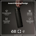 Water Bottle, 500 ml/18 oz, Leak Proof, Easy to Open, Secure Lock, Dishwasher Safe, BPA Free, Hygienic Flip Cover, Carry Handle, Fits Cup Holders, Easy Clean, Carbon Neutral, Black