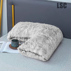 LSC Orthopedic V Pillow Soft & Fluffy Sherpa Teddy HUG & SNUG Fleece Pillows to Support Head, Neck and Back V-Shaped Nursing Pillow with Non-Allergenic Pillowcase (LIGHT GREY, 70 X 35 CM)