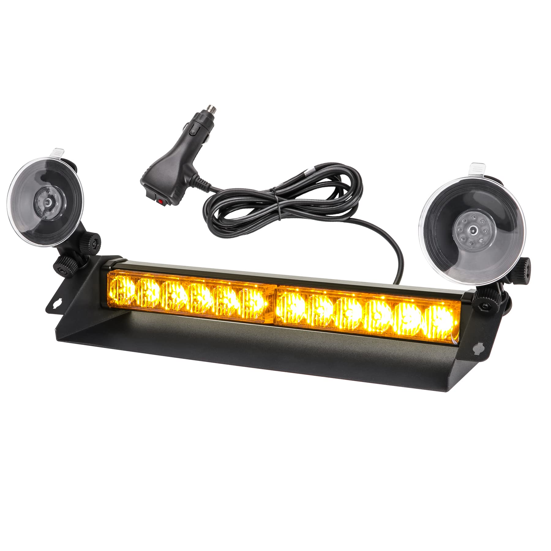 Car Emergency Warning Light - 14Inch Amber Flashing Lights, 12LED High Intensity 9 Flashing Modes, Windshield Strobe Beacon for Car Vehicles Truck (Amber,12/24V)