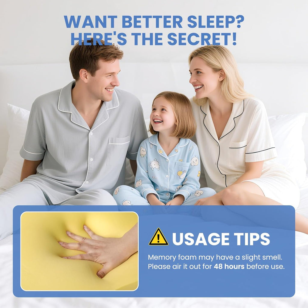Memory Foam Pillow, Orthopedic Ergonomic Pillows for Neck and Shoulder Pain, Cervical Neck Support for Side/Back/Stomach Sleepers, with Cooling Washable Silk Pillowcase, Blue