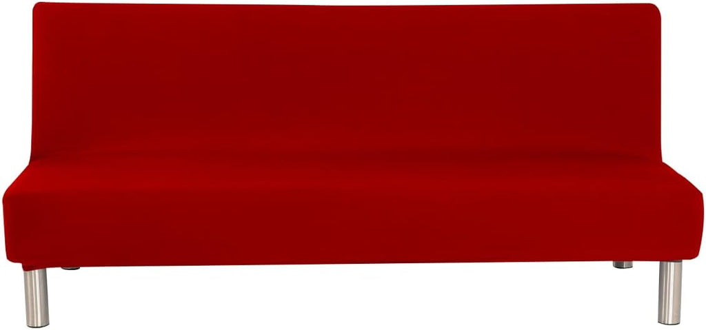 Solid Colour Armless Sofa Bed Cover Polyester Spandex Stretch Futon Slipcover Protector 3 Seater Elastic Full Folding Couch Sofa Cover fits Folding Sofa Bed without Armrests 80" x 50" in…