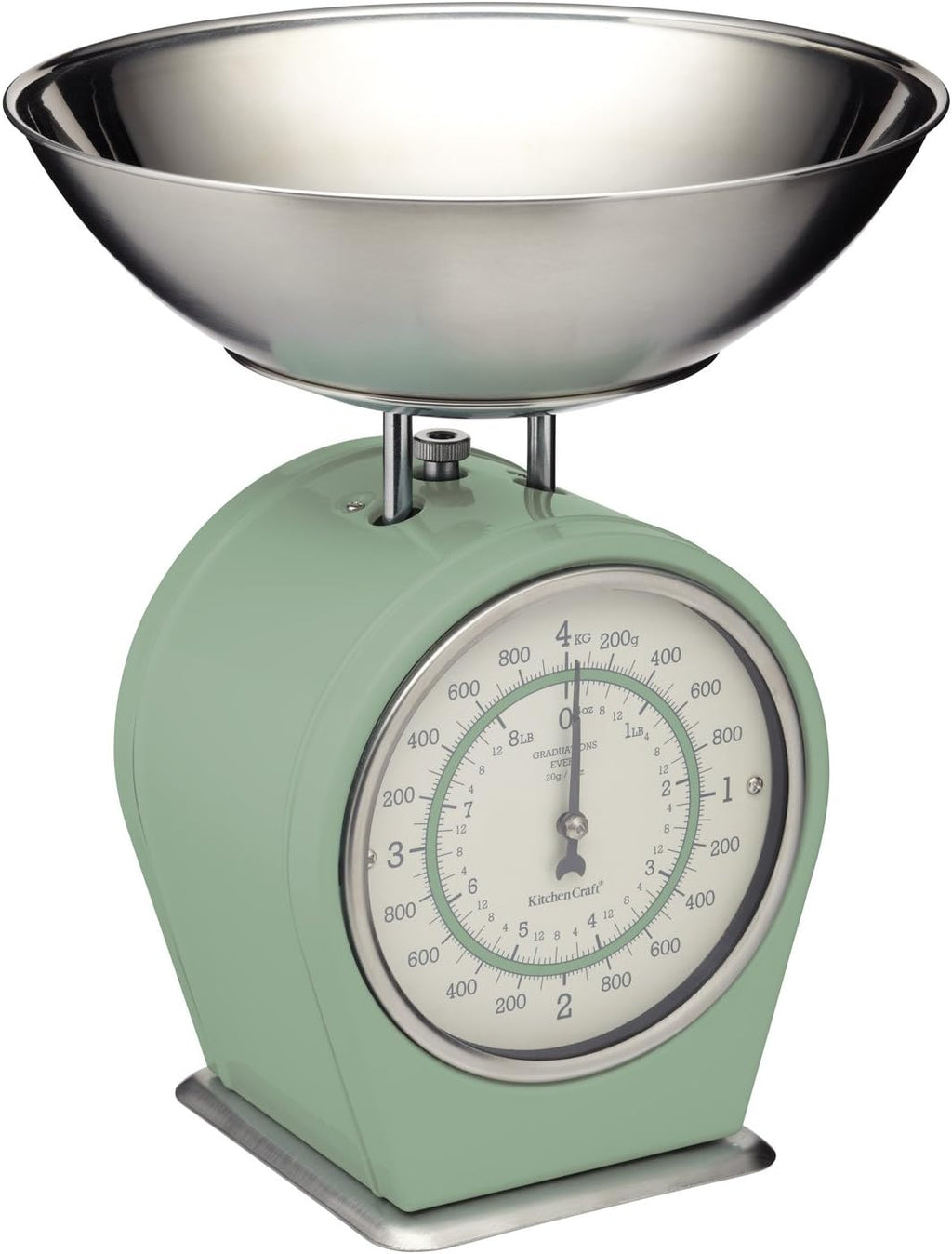 Living Nostalgia Mechanical Kitchen Scales, Retro Traditional Weighing Scale 4 kg (8 lbs), 25 x 25 x 3 cm, English Sage
