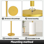 Gold Kitchen Roll Holder, Free Standing Paper Towel Holder with Suction Cups, Kitchen Towel Holders for Standard and Large Rolls, Suit for Kitchen, Dining Room,Bathroom