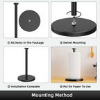 Weighted Paper Towel Holder Countertop Stainless Steel Napkin Holder for Large Roll Free Standing Paper Towel Roll Holder with Heavy Base Standing Vertical Paper Holder for Kitchen Rv (Matte Black)