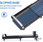 Small Dish Drainer, Expandable Dish Drainer Rack, Dish Rack With Removable Cutlery Holder, Anti Rust Small Sink Drainer, Expandable Draining Board Rack For Kitchen Counter, Black