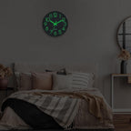 Luminous Wall Clock Bedroom Clock Non Ticking Silent Wall Clock Modern for Living Room Kitchen Office Bathroom Battery Operated Grey Glow in the Dark