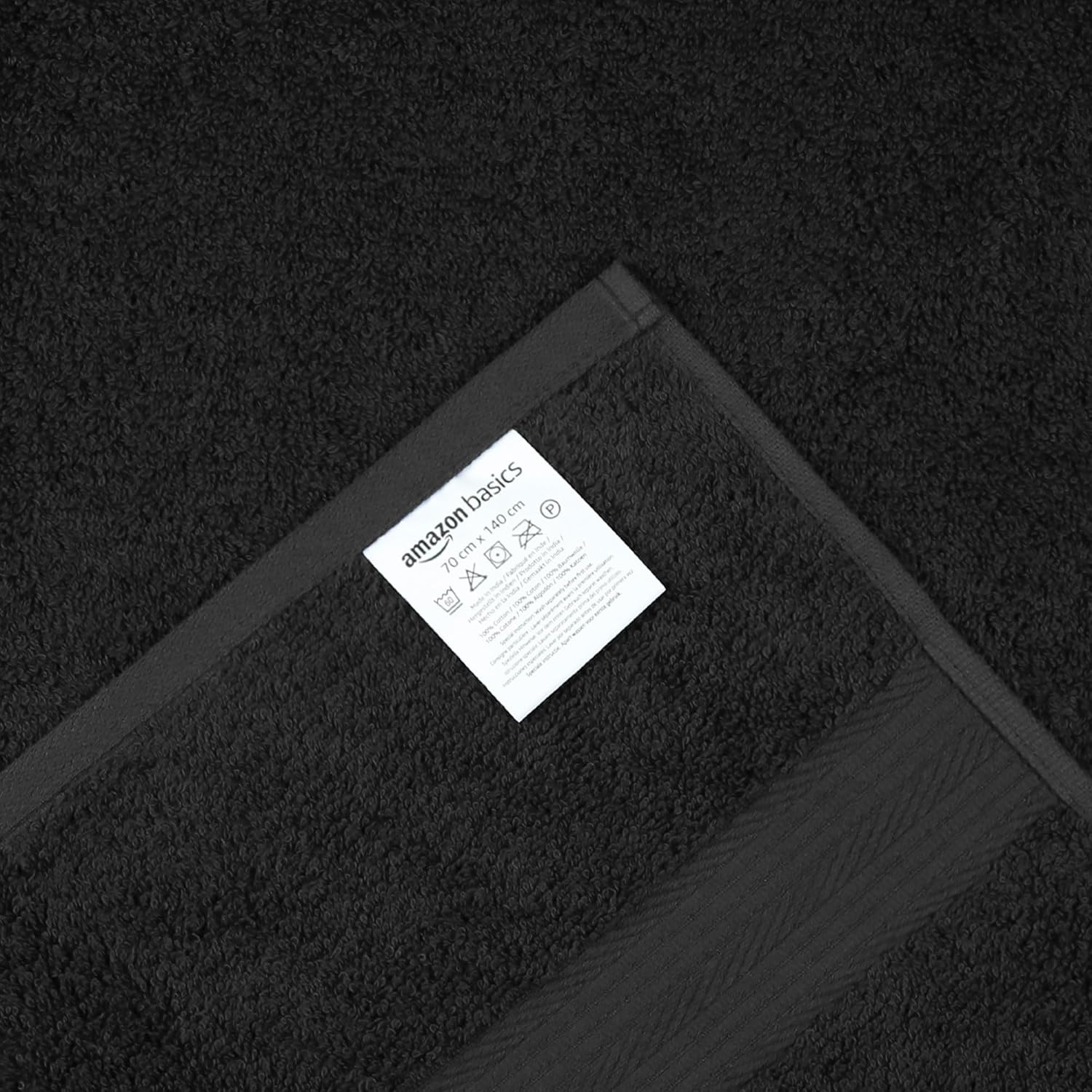 Fade Resistant Towel Set, 2 Bath - Black by Amazon Basics