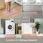 Non-Slip Microfibre Bath & Toilet Mat - Soft, Plush & Comfortable Rug with Machine Washable Design - Water Absorbent & Quick Drying to Keep Bathroom & Home Hygienic & Clean - (40x60cm) Pink