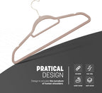 Velvet Hangers 20 Pack - Non-Slip Clothes Hangers with Tie Bar & 360° Hook - Durable & Sturdy, Space-Saving Wardrobe Organisers for Suits, Jackets & Clothes- Home Storage Solution (Blush Pink)