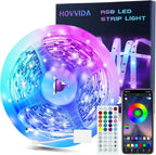 HOVVIDA LED Strip Light Lights 10M, 1x10M, 30 LEDs/Meter, 24V RGB LED Strip Light, 300 LEDs, APP and Remote Control, Music Mode, Timer Mode, LED for Bedroom, Living Room, Kitchen, Party