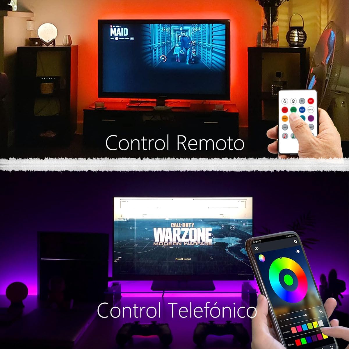 LED Strip Lights for TV, USB TV Backlight Kit with Remote, APP Control Sync to Music, 5050 RGB Smart LED Bias Lighting for HDTV (3m for 45"-60" TV) Secondary image