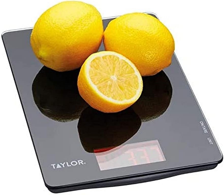 Pro Digital Ultra Thin Kitchen Food Scales, Compact Slimline Professional Standard with Tare Feature and Precision Accuracy, Black Glass, Weighs 5 kg Capacity