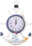 IMIKEYA Mediterranean Style Anchor Clock, Outdoor ClocksNautical Anchor Ship Steering Wheel Fishing Net Wall Clock for Beach Sea Theme Decor