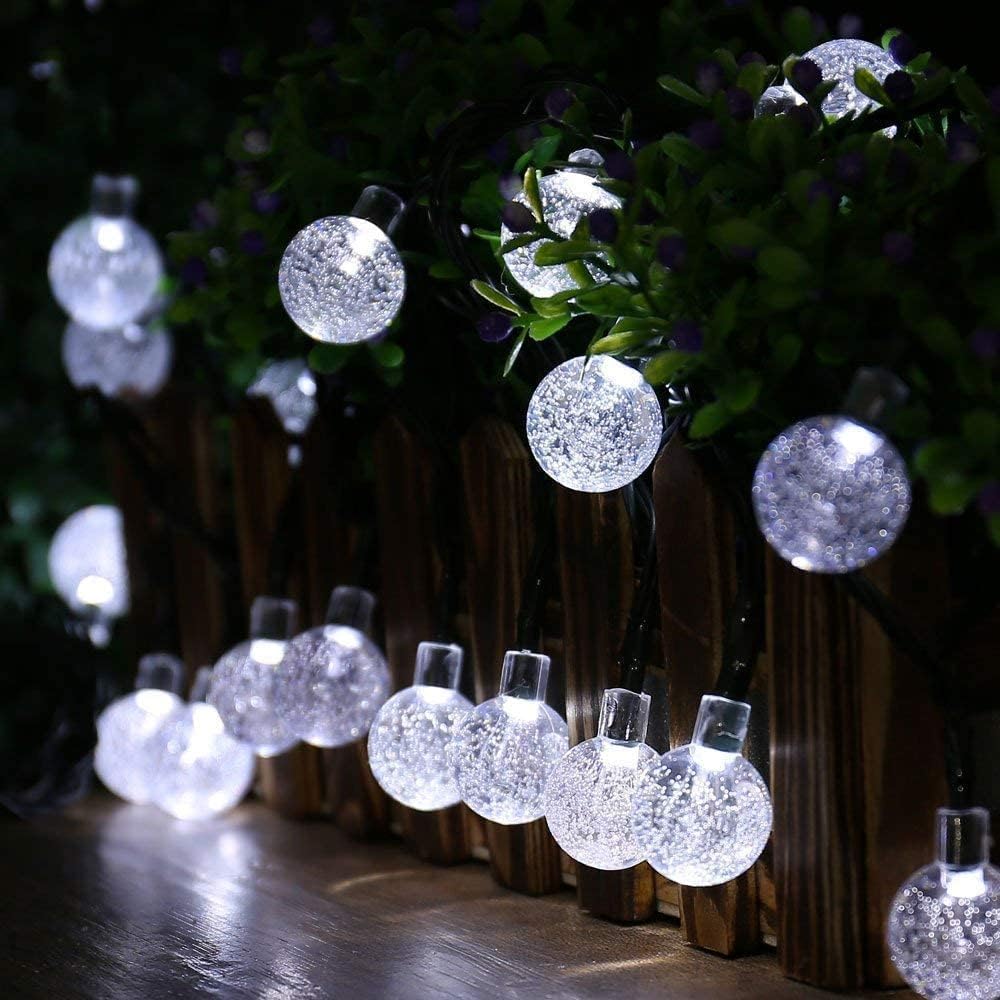Solar Garden Lights Outdoor Waterproof, 100LED 12M/39Ft Solar Fairy Lights, Crystal Ball Lights with 8 Modes, Decorative Lighting for Home, Yard,Patio, Party, Wedding,Christmas (Cool White)