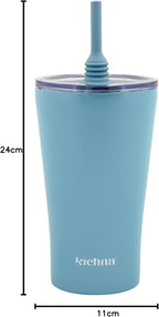 The Sipper Stainless Steel Insulated Tumbler with Straw and Lid Double Walled BPA Free Splash Proof Travel Cup for Cold Drinks 550ml - Powder Blue