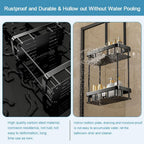 Shower Caddy Hanging, 2 Tier Over Door Shower Shelf No Drilling Showers Organiser Hanging Storage Rack Holder Showers Basket Organizer with 6 Hooks for Bathroom Shampoo Gel, Black