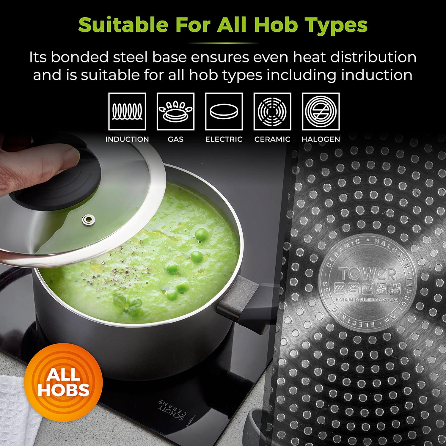 T80356 Cerasure 16 cm Saucepan with Non-Stick Coating, Suitable for all Hob Types, Graphite