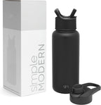 Simple Modern Water Bottle with Straw and Chug Lid | Insulated Stainless Steel Bottle for Sports Gym | Summit Collection | 950ml | Midnight Black