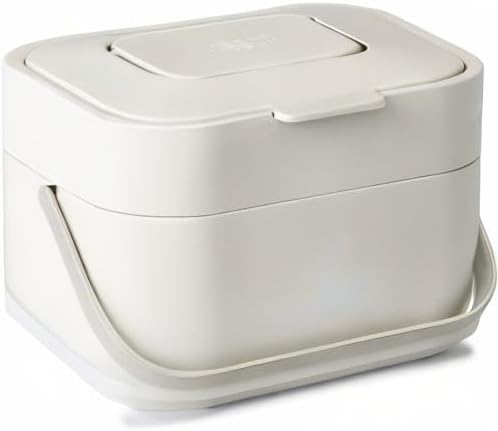 Intelligent Waste, Stack 4 Kitchen Food Waste Compost Caddy Recycling Bin with Odour Filter, 4 Litre / 1 Gallon - Stone